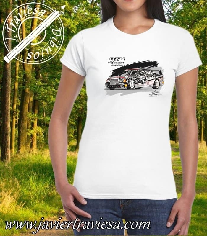 CAMISETA BLANCA CHICA mercedes 190 dtm CAMISETA MERCEDES 190 DTM KLAUS LUDWIG