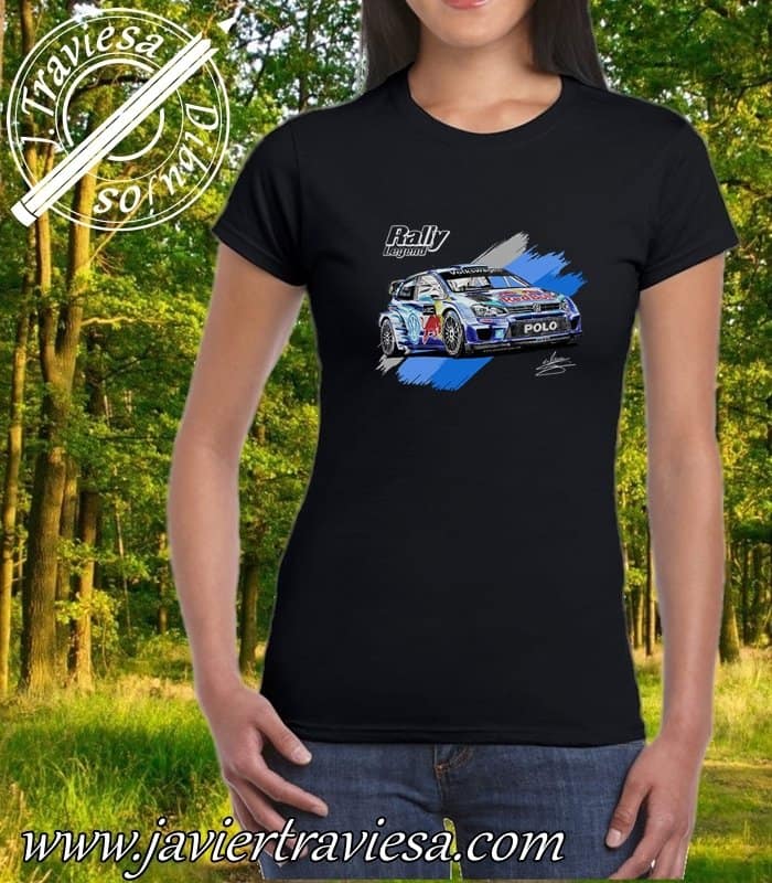CAMISETA NEGRA CHICA VOLKSWAGEN POLO WRC CAMISETA CON EL DIBUJO DEL VOLKSWAGEN POLO WRC