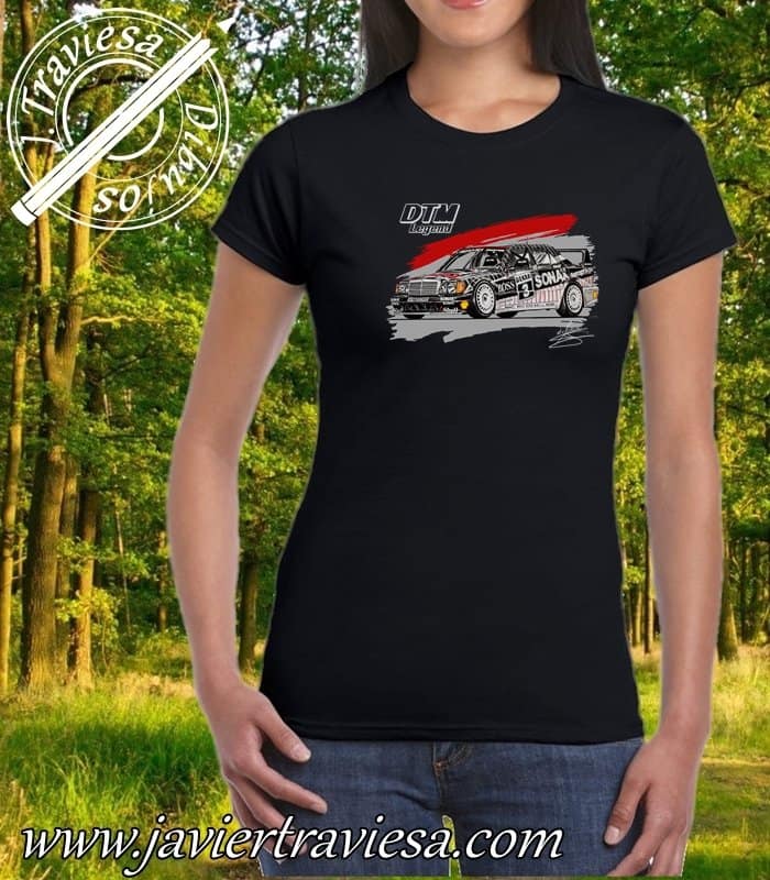 CAMISETA NEGRA CHICA mercedes 190 dtm CAMISETA MERCEDES 190 DTM KLAUS LUDWIG