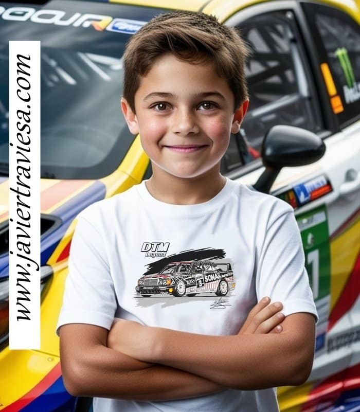 camiseta niño blanca mercedes 190 dtm CAMISETA MERCEDES 190 DTM KLAUS LUDWIG